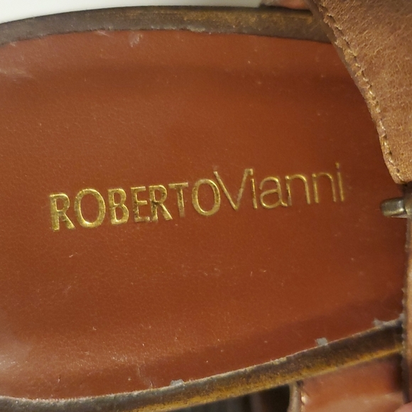 7.5 BROWN LEATHER STRAPPY HEEL SANDALS! SO SEXY! - Picture 3 of 5